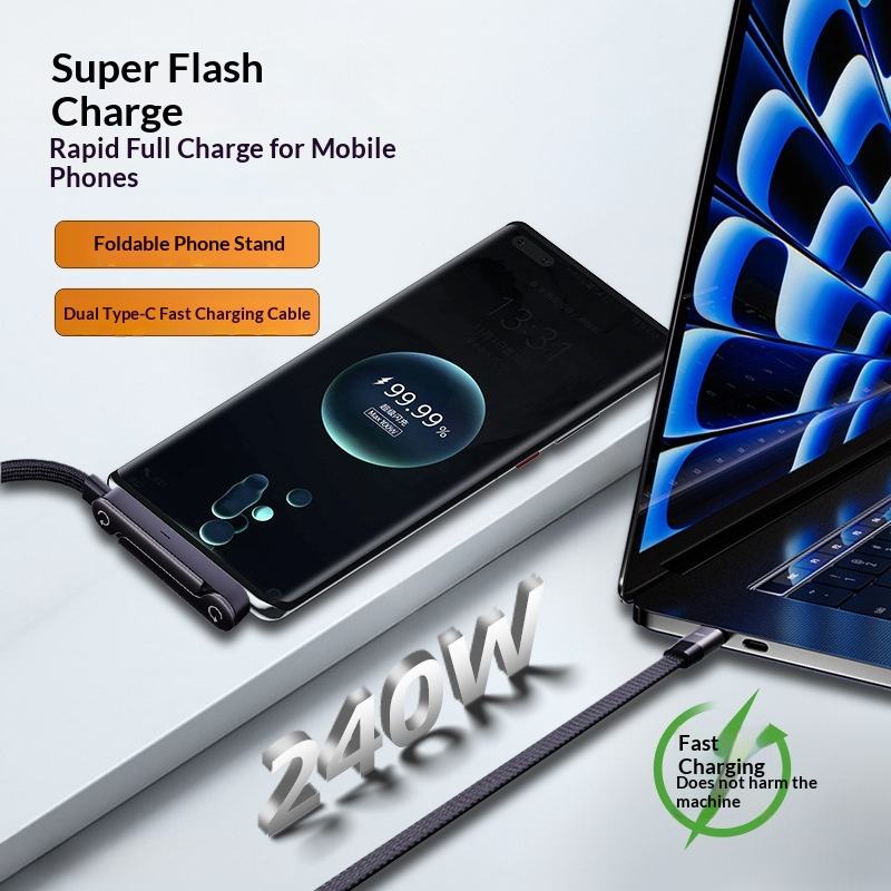 240W Foldable Phone Stand USB-C Super Fast Charging Cable - Big Mike