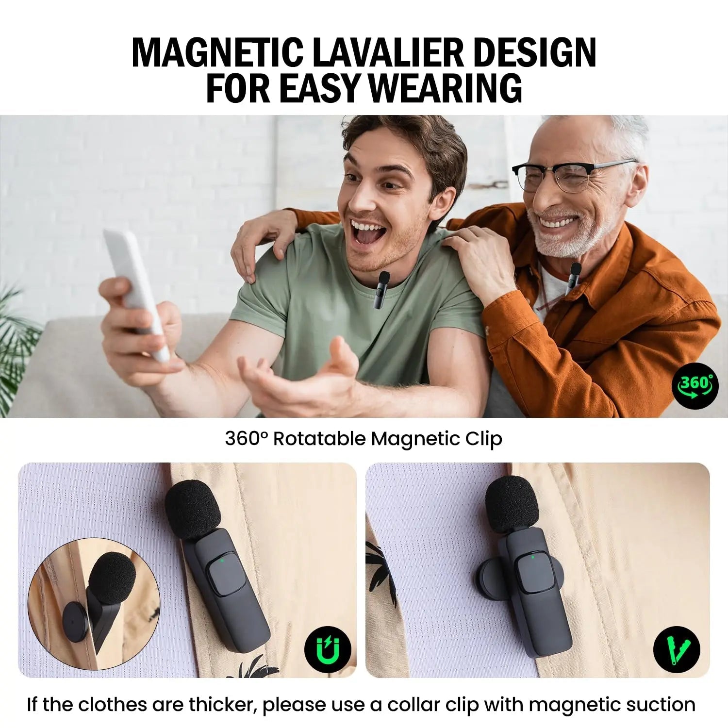Basix Wireless Lavalier Microphone Audio Recording Mini Replaceable Windproof Wool Microphone for iPhone16 Shoot vlog YouTube - Big Mike