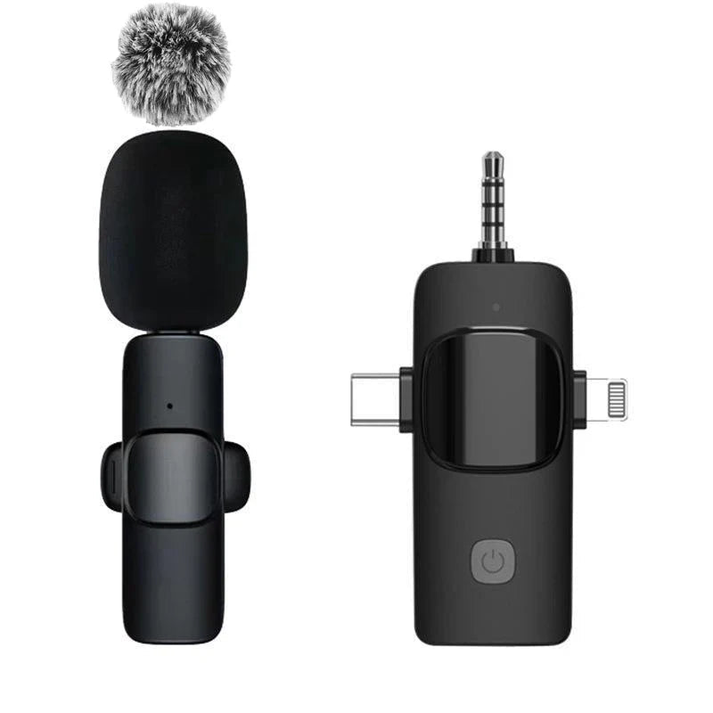 Basix Wireless Lavalier Microphone Audio Recording Mini Replaceable Windproof Wool Microphone for iPhone16 Shoot vlog YouTube - Big Mike