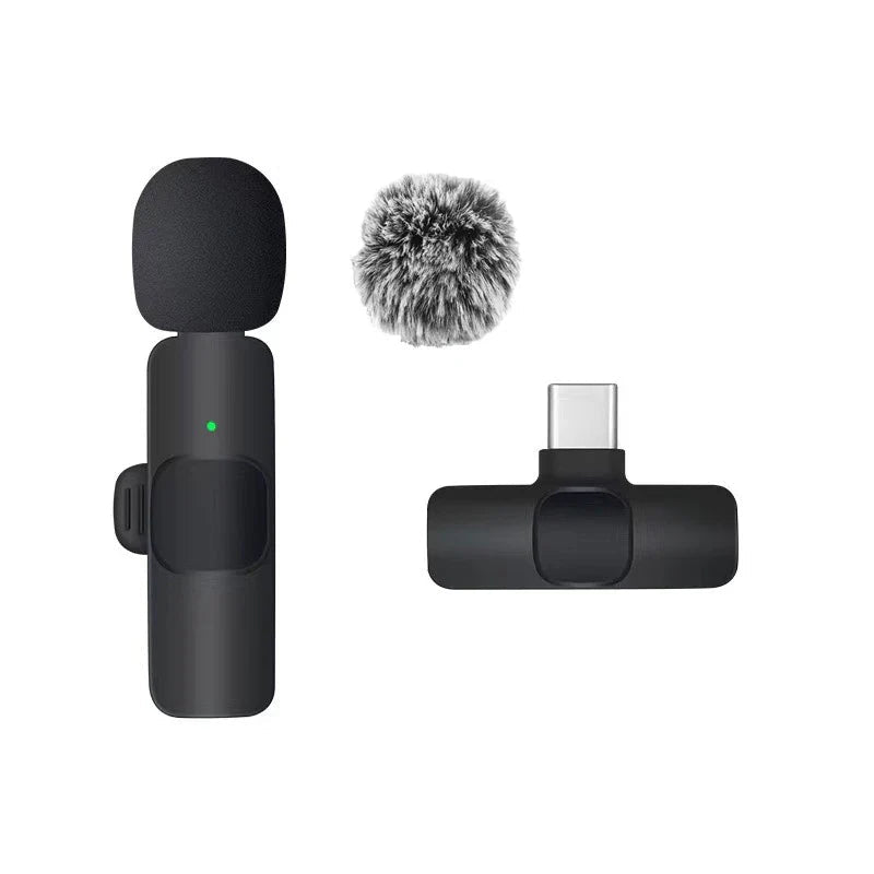 Basix Wireless Lavalier Microphone Audio Recording Mini Replaceable Windproof Wool Microphone for iPhone16 Shoot vlog YouTube - Big Mike
