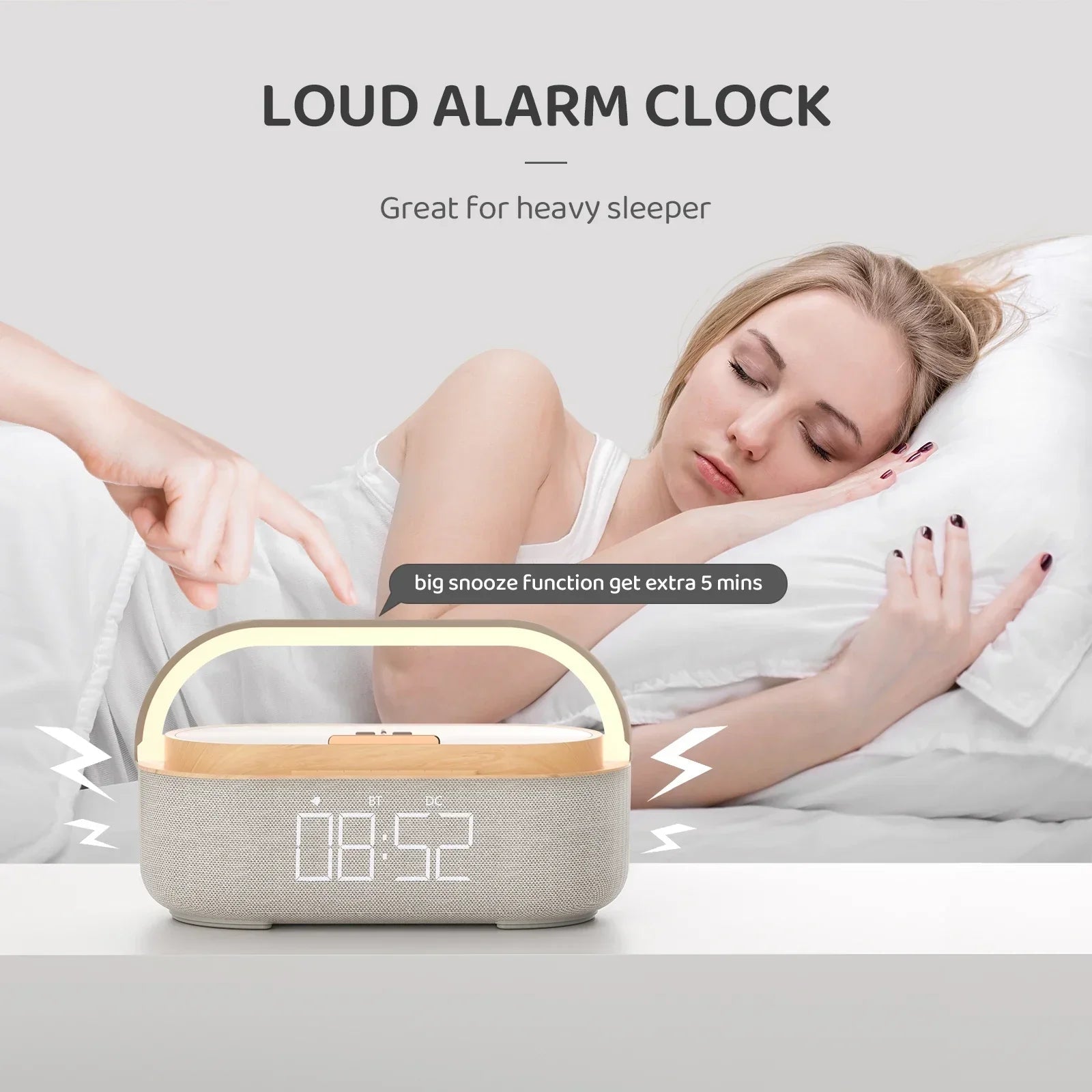 Bluetooth Speaker with Wireless Charging & Alarm Clock - Big Mike