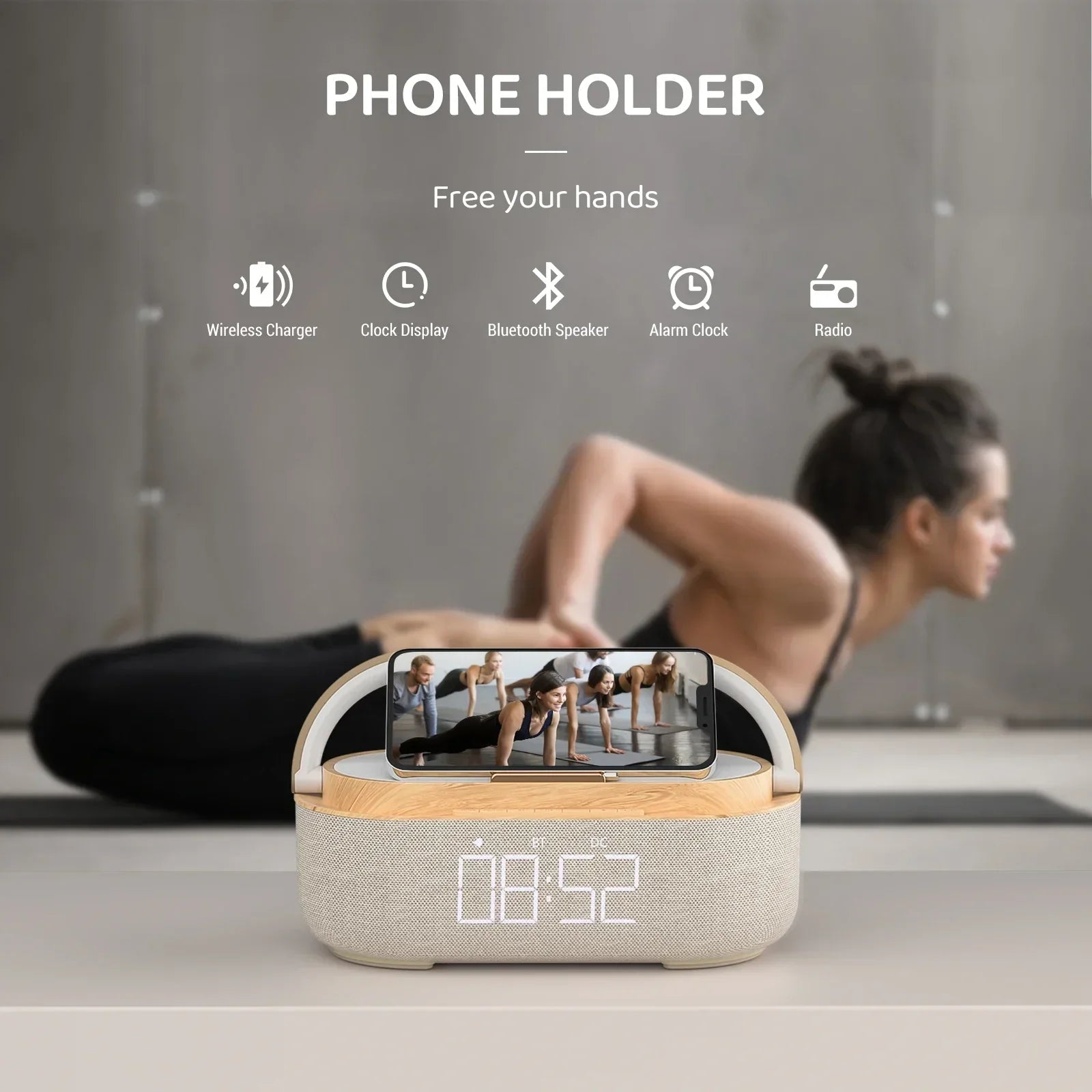 Bluetooth Speaker with Wireless Charging & Alarm Clock - Big Mike