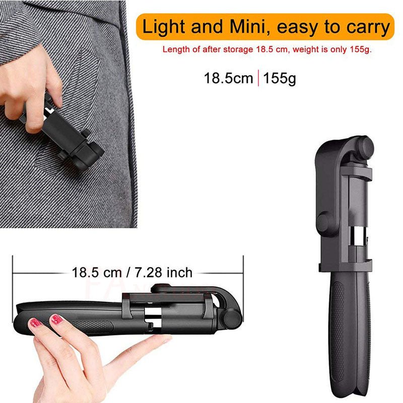Compatible with Apple, Tripod Selfie Stick Mobile Universal Live Triangle Bracket One Bluetooth Selfie Artifact - Big Mike