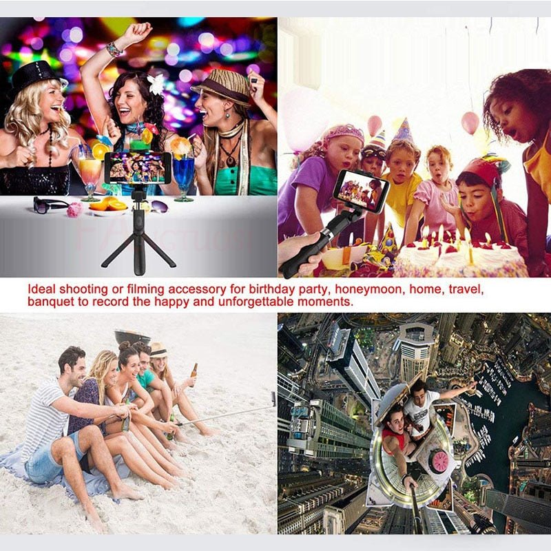 Compatible with Apple, Tripod Selfie Stick Mobile Universal Live Triangle Bracket One Bluetooth Selfie Artifact - Big Mike