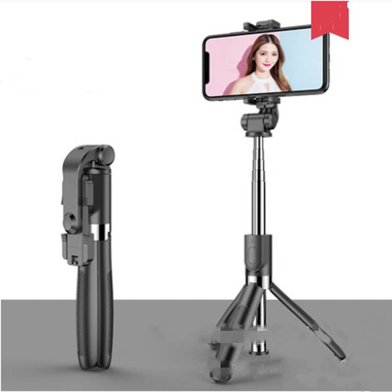 Compatible with Apple, Tripod Selfie Stick Mobile Universal Live Triangle Bracket One Bluetooth Selfie Artifact - Big Mike