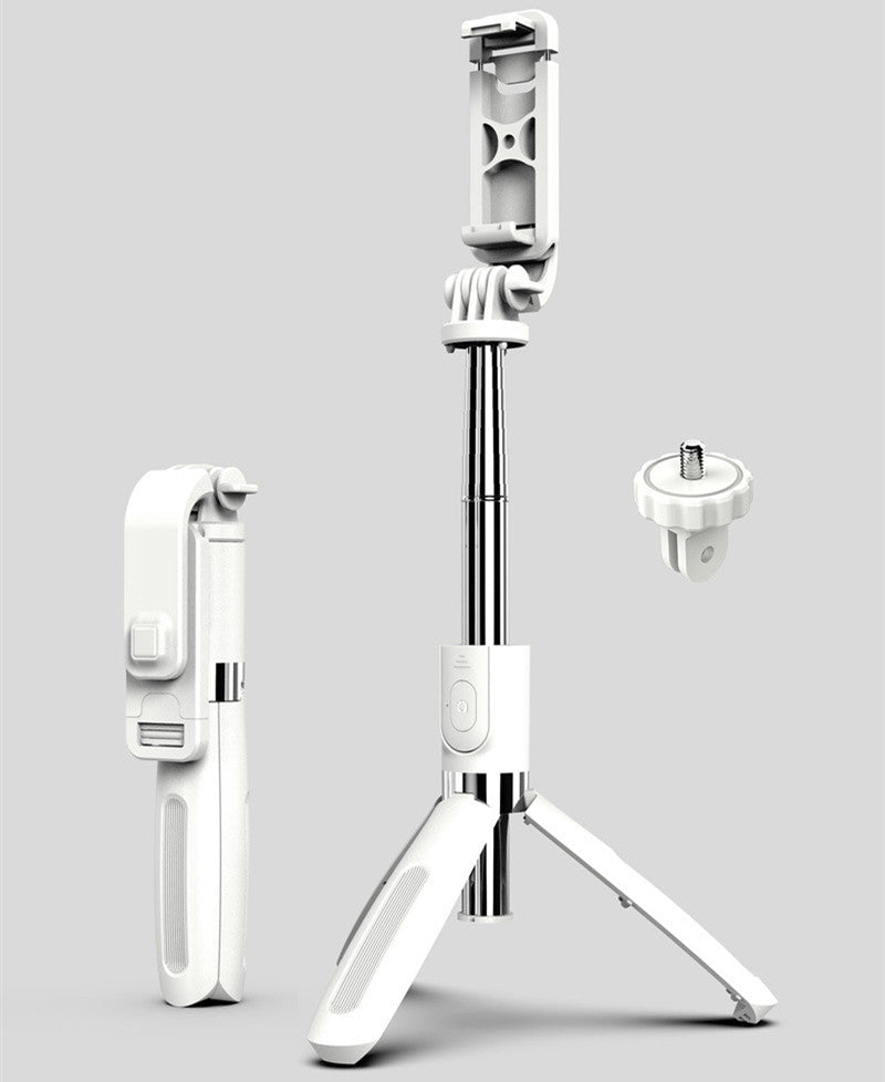 Compatible with Apple, Tripod Selfie Stick Mobile Universal Live Triangle Bracket One Bluetooth Selfie Artifact - Big Mike
