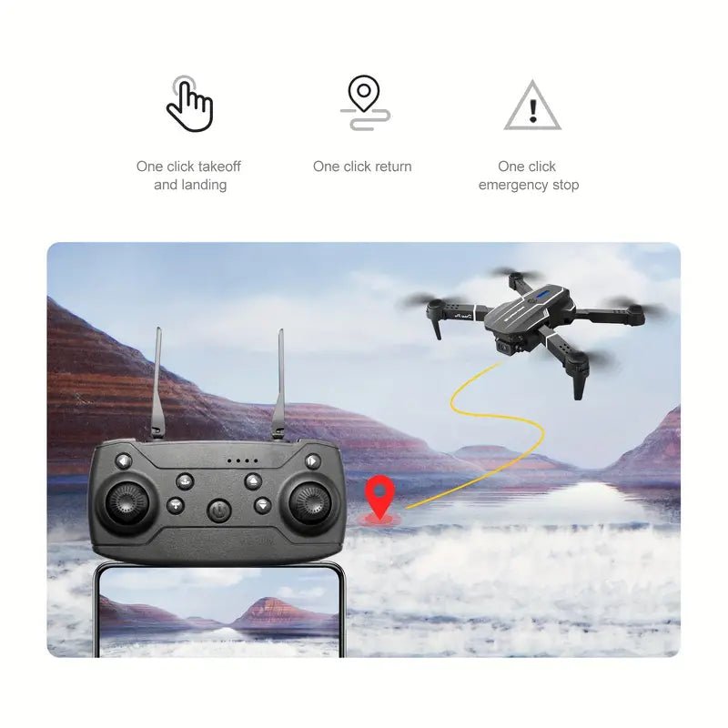 E88 Quadcopter UAV Drone with Dual HD Cameras - Black (HD Dual Camera) - Big Mike