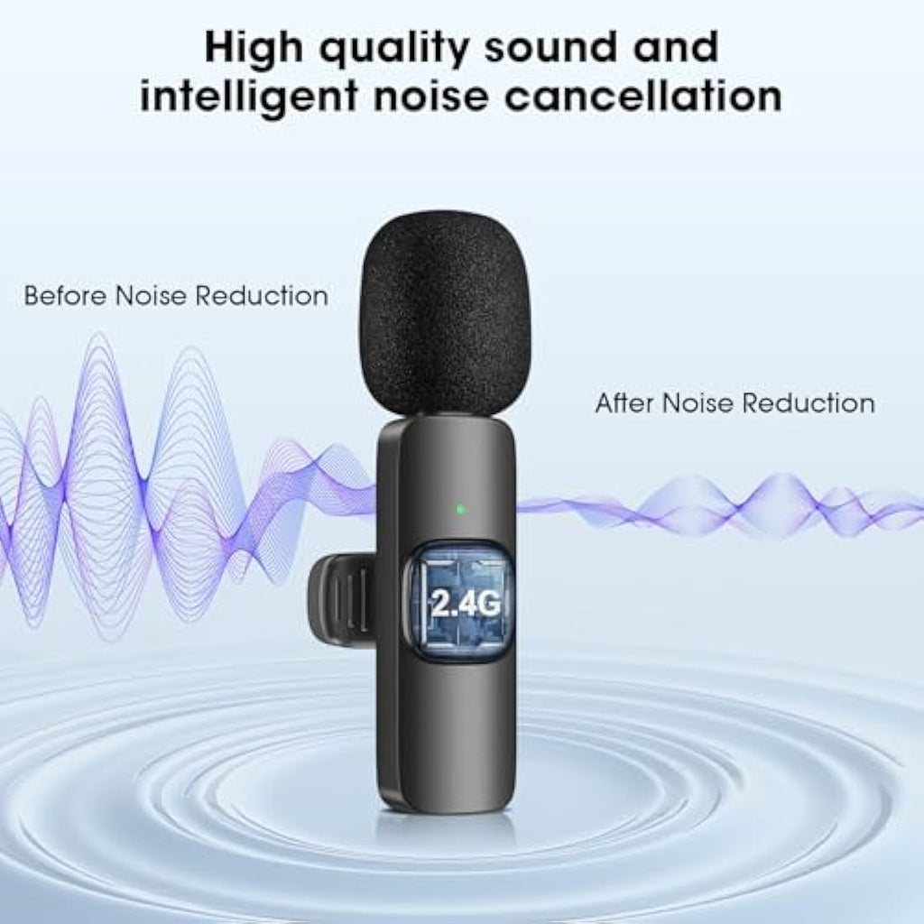 HMKCH Wireless Lavalier Microphone for iPhone - iPad, Android Phone,Computer, Mini Lapel Mic with Noise Reduction and crystal sound for Video Recording, Vlogging, TikTok, YouTube - Big Mike