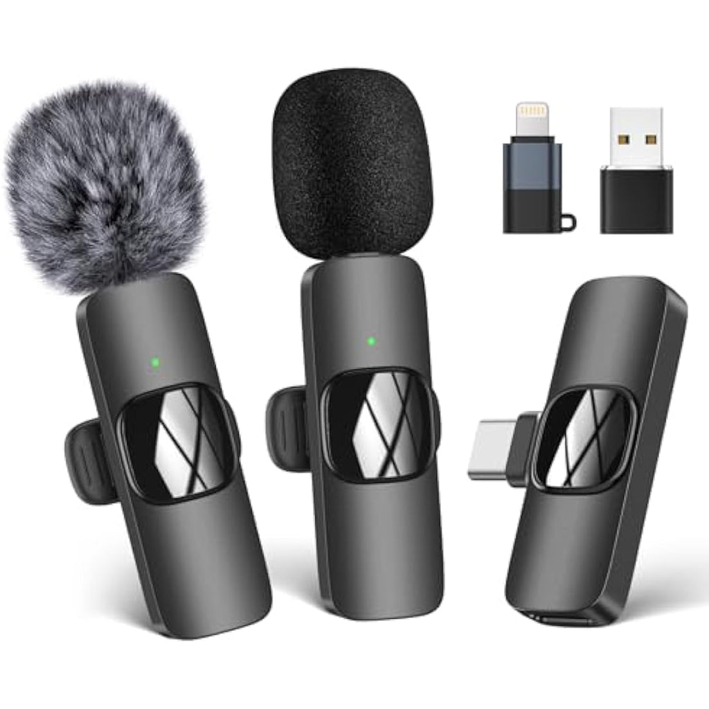 HMKCH Wireless Lavalier Microphone for iPhone - iPad, Android Phone,Computer, Mini Lapel Mic with Noise Reduction and crystal sound for Video Recording, Vlogging, TikTok, YouTube - Big Mike