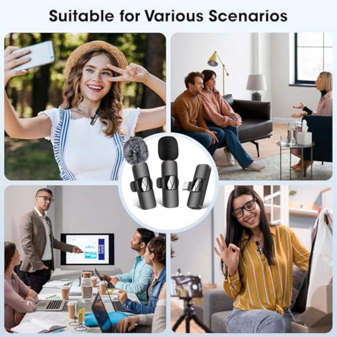 HMKCH Wireless Lavalier Microphone for iPhone - iPad, Android Phone,Computer, Mini Lapel Mic with Noise Reduction and crystal sound for Video Recording, Vlogging, TikTok, YouTube - Big Mike