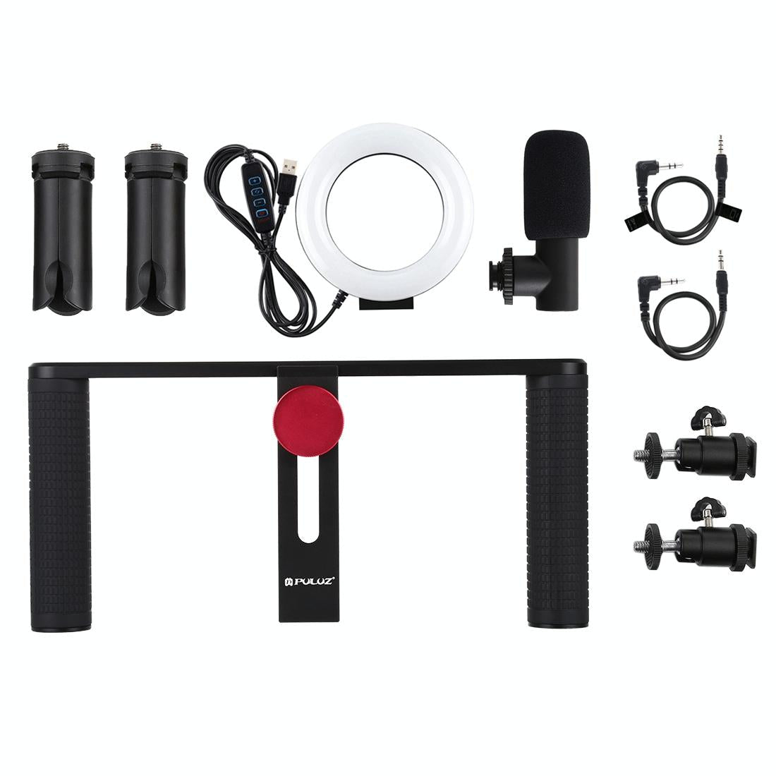 NNEIDS 4 - In - 1 Vlogging Kit With 4.7 Ring Light Mic Tripod & Stabilizer - Big Mike