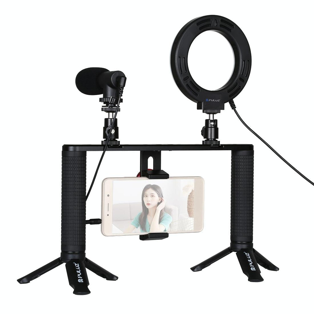 NNEIDS 4 - In - 1 Vlogging Kit With 4.7 Ring Light Mic Tripod & Stabilizer - Big Mike