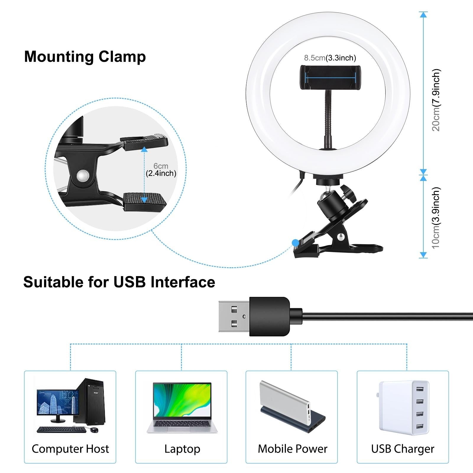 NNEIDS 7.9 Ring Selfie Light With Dual Colour Led For Vlogging & Photography - Big Mike