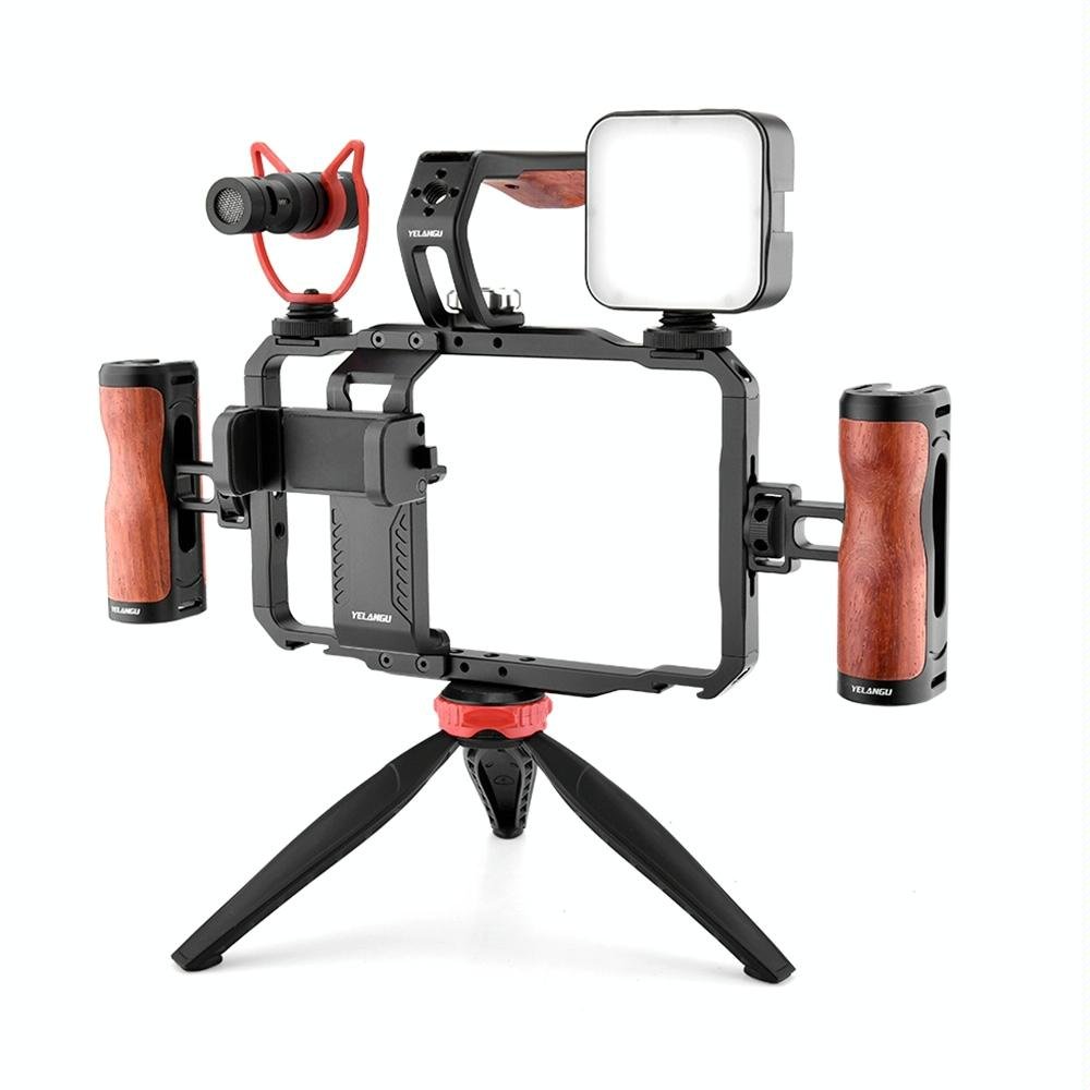 NNEIDS Vlogging Live Broadcast Smartphone Video Rig With Led Light And Mic - Big Mike