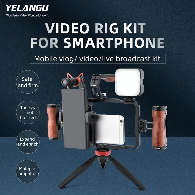 NNEIDS Vlogging Live Broadcast Smartphone Video Rig With Led Light And Mic - Big Mike