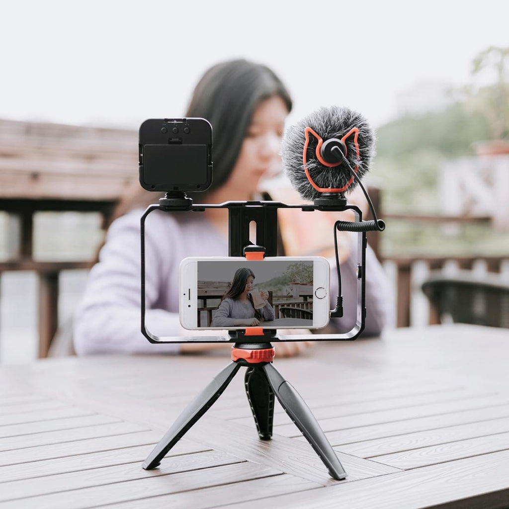 NNEIDS Vlogging Video Rig With Led Light Mic & Tripod - Big Mike