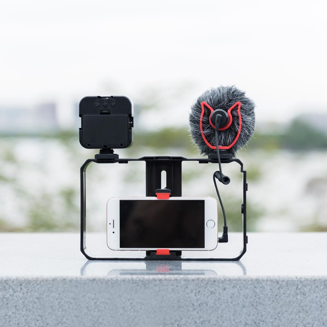 NNEIDS Vlogging Video Rig With Mic & Fill Light For Smartphone - Big Mike