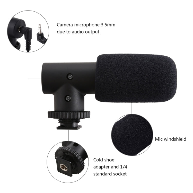 PULUZ 3.5mm Audio Stereo Recording Vlogging Professional Interview Microphone for DSLR & DV Camcorder, Smartphones - Big Mike