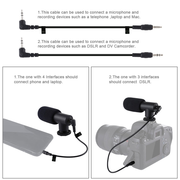 PULUZ 3.5mm Audio Stereo Recording Vlogging Professional Interview Microphone for DSLR & DV Camcorder, Smartphones - Big Mike