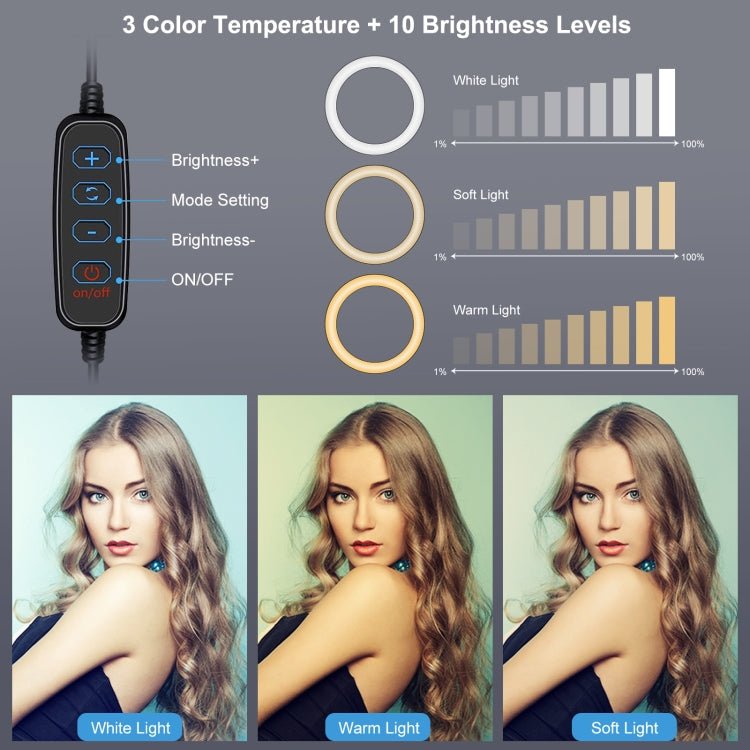 PULUZ 4.7 inch 12cm Ring Selfie Light 3 Modes USB Dimmable Dual Color Temperature LED Curved Vlogging Photography Video Lights with Monitor Clip Holder (Black) - Big Mike