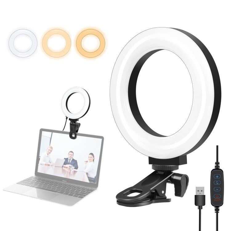 PULUZ 4.7 inch 12cm Ring Selfie Light 3 Modes USB Dimmable Dual Color Temperature LED Curved Vlogging Photography Video Lights with Monitor Clip Holder (Black) - Big Mike