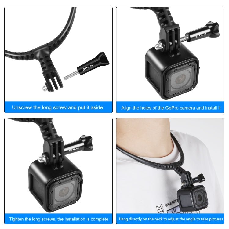 PULUZ Lazy Adjustable Neck Bracket for GoPro Action Cameras, Neck Bracket - Big Mike