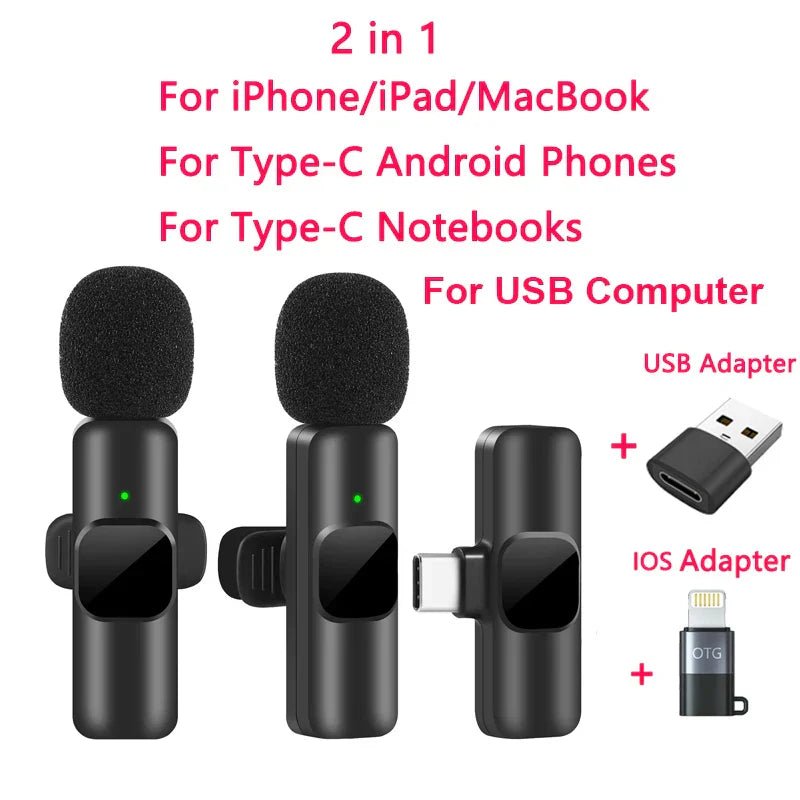 Wireless Lavalier Microphone for iPhone Android Live Recording - Big Mike